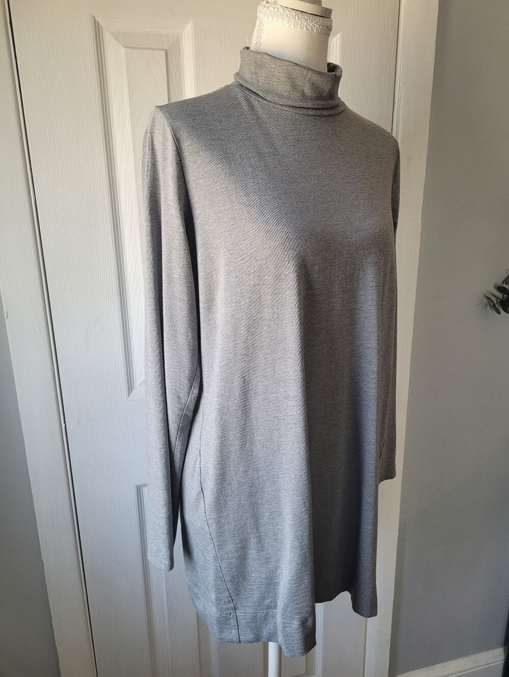 J.Jill Luxe Supima Turtleneck Tunic Gray Long Sleeve Stretch Top Women's M